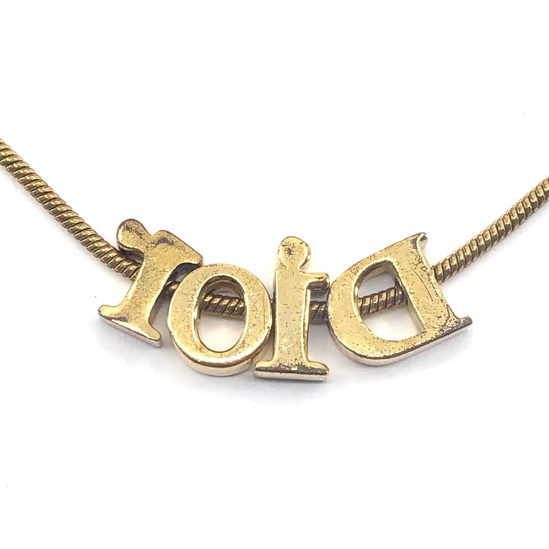 【美品】Christian Dior クリスチャンディオール／ロゴ ネックレス／GP／ゴールド