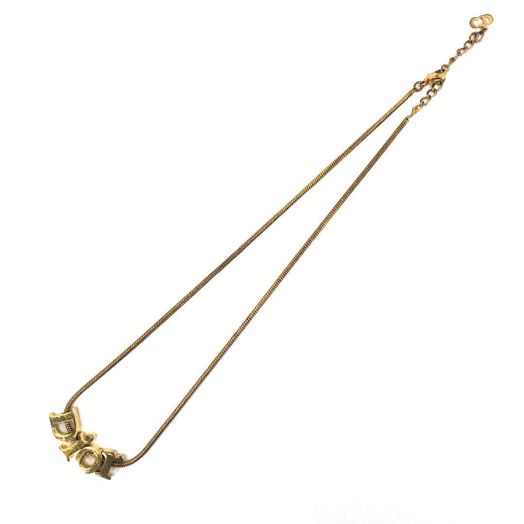 【美品】Christian Dior クリスチャンディオール／ロゴ ネックレス／GP／ゴールド