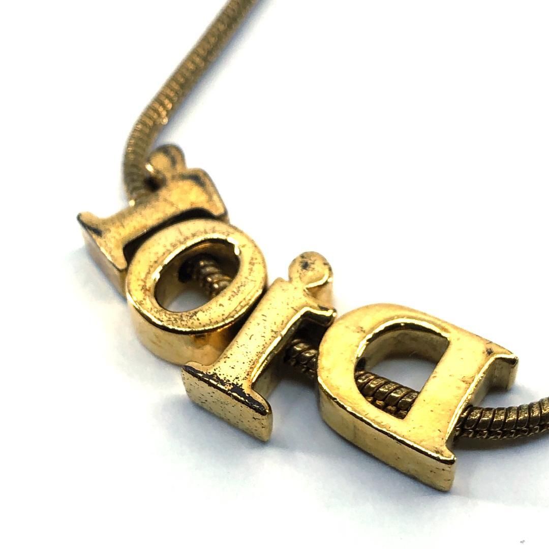 【美品】Christian Dior クリスチャンディオール／ロゴ ネックレス／GP／ゴールド