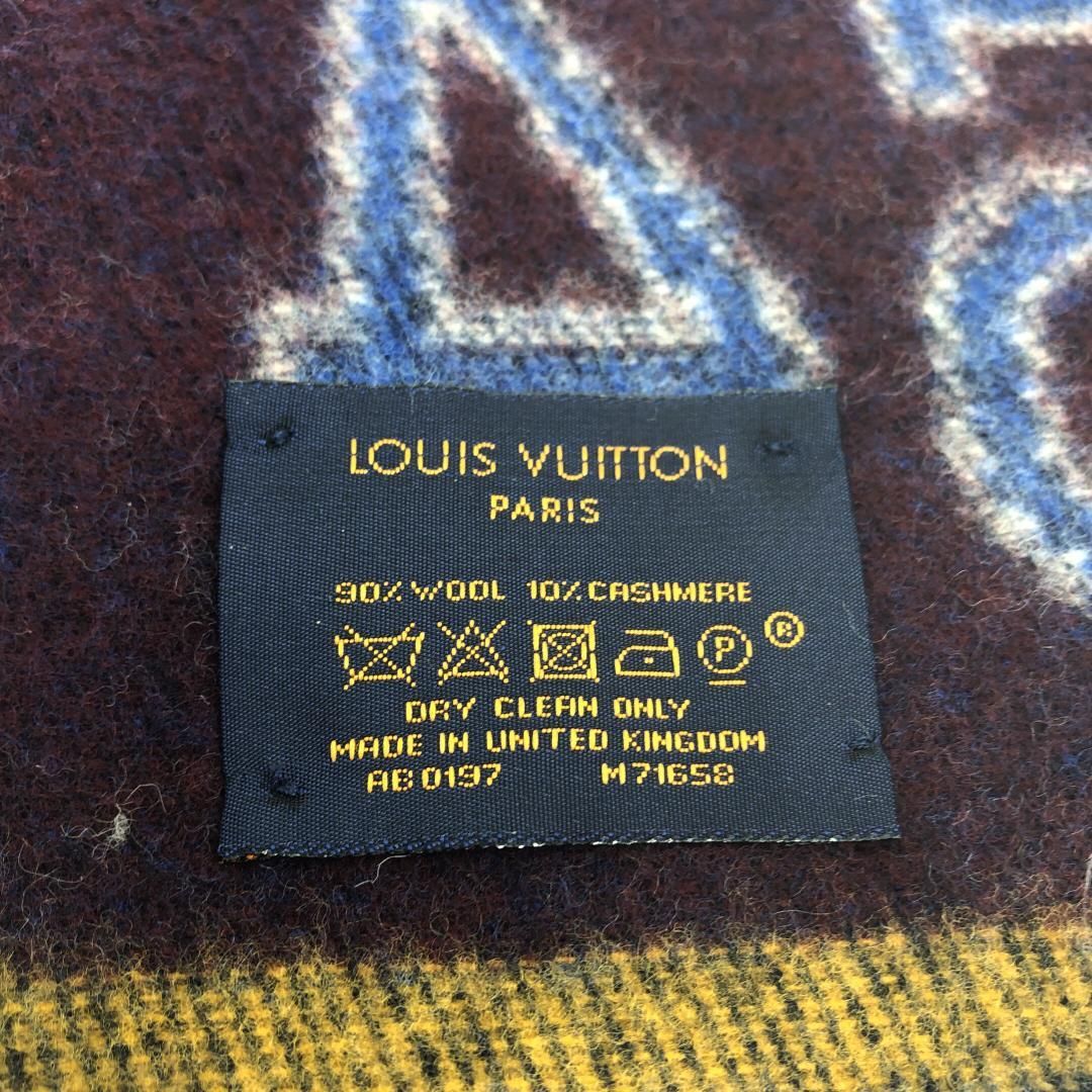 【美品】LOUIS VUITTON ルイヴィトン／エシャルプ LVアスレティックス マフラー M71658／タイポグラフィ／ウール・カシミヤ／グレー