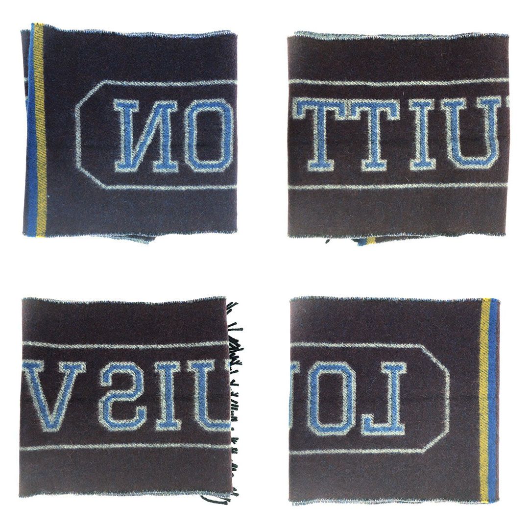 【美品】LOUIS VUITTON ルイヴィトン／エシャルプ LVアスレティックス マフラー M71658／タイポグラフィ／ウール・カシミヤ／グレー