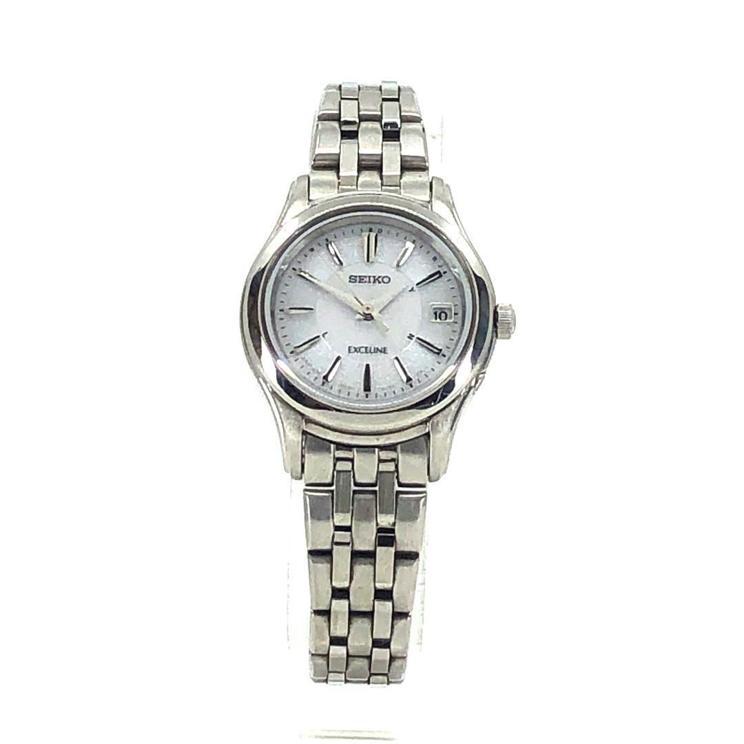 【美品】SEIKO セイコー／エクセリーヌ 1B22-0AM0／ソーラークォーツ／ステンレス／シルバー・ホワイト
