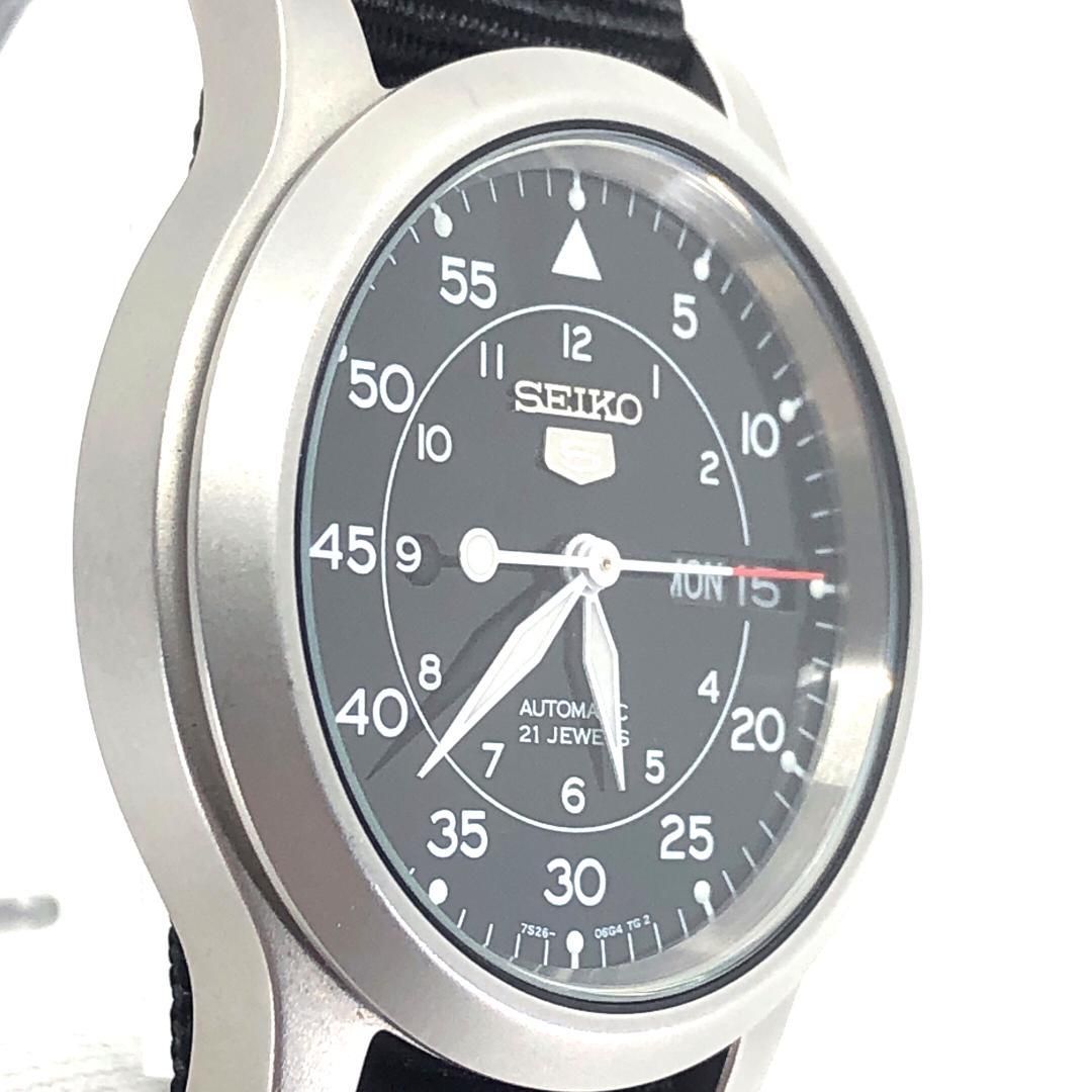 【美品】SEIKO セイコー／セイコー5 ミリタリー 7S26-02J0／自動巻き／ステンレス・キャンバス／シルバー・ブラック