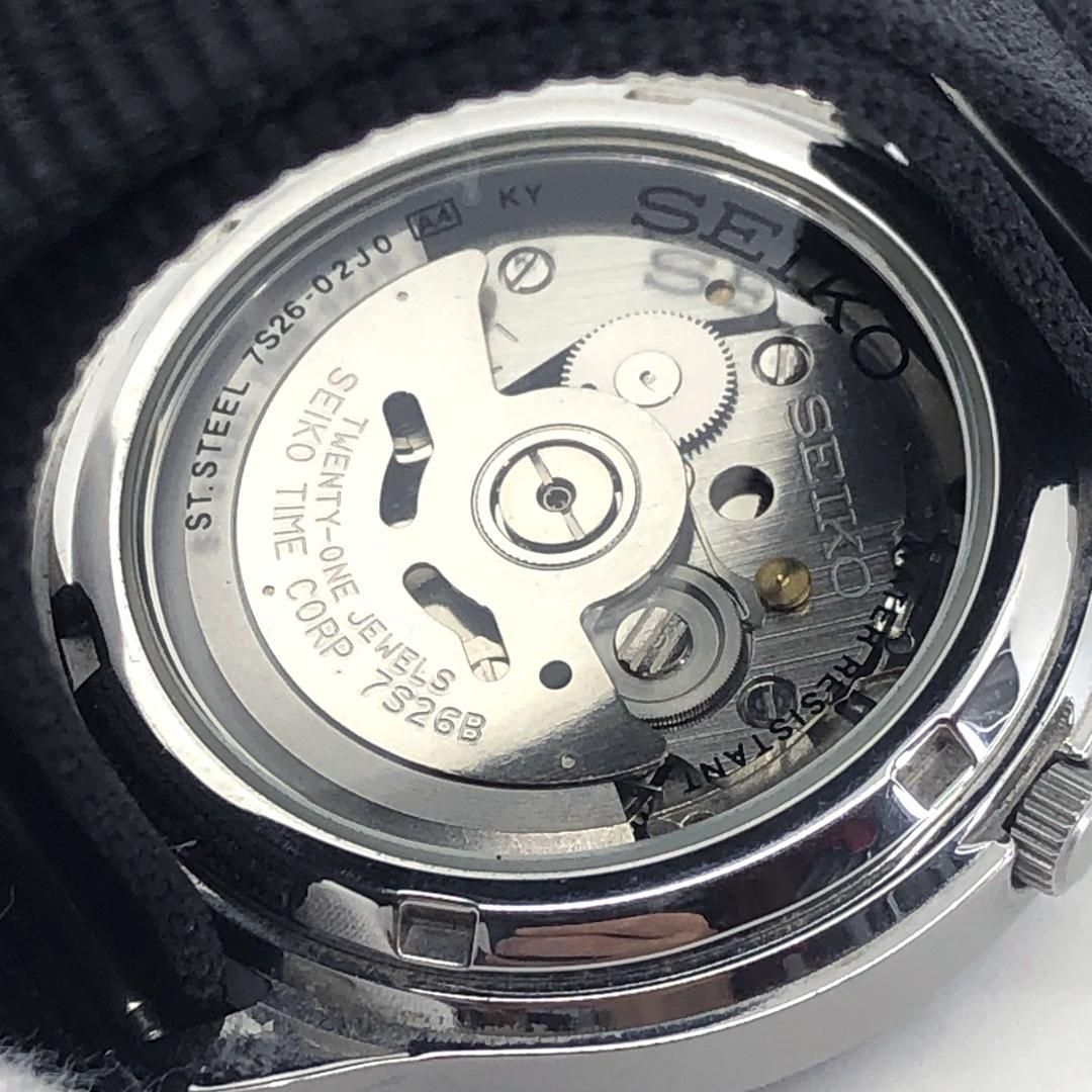 【美品】SEIKO セイコー／セイコー5 ミリタリー 7S26-02J0／自動巻き／ステンレス・キャンバス／シルバー・ブラック