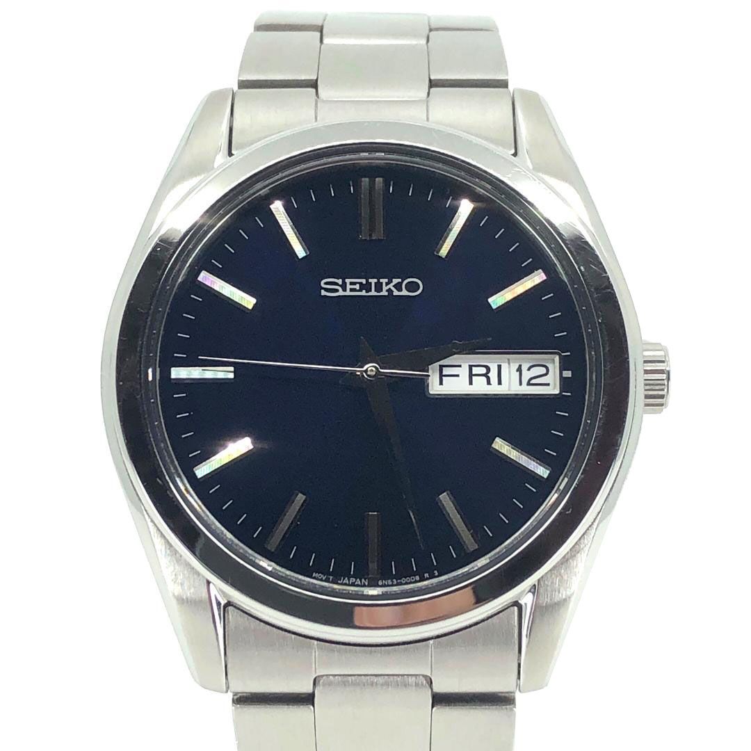 【美品・箱・コマ付】SEIKO セイコー／セレクション 6N53-00B0／ソーラークォーツ／ステンレス／シルバー・ネイビー