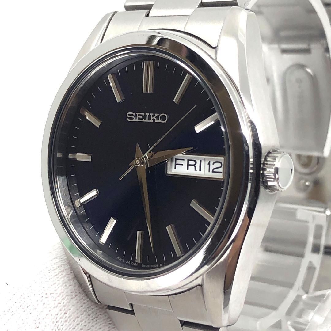 【美品・箱・コマ付】SEIKO セイコー／セレクション 6N53-00B0／ソーラークォーツ／ステンレス／シルバー・ネイビー