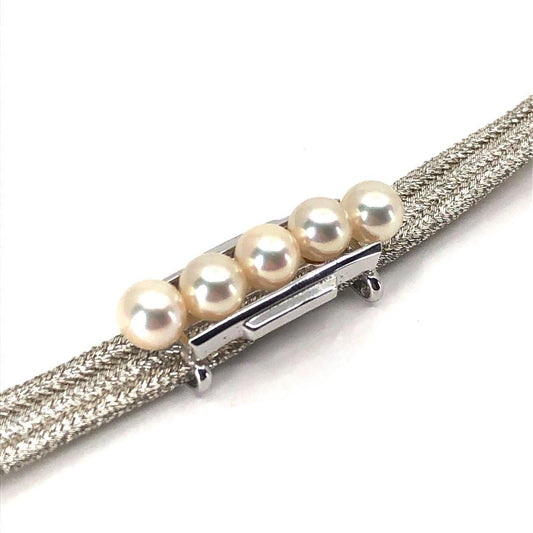 【美品】MIKIMOTO ミキモト／アコヤパール 真珠 帯留め シルバー 帯紐付き／アコヤパール・SV925／パールホワイト・シルバー
