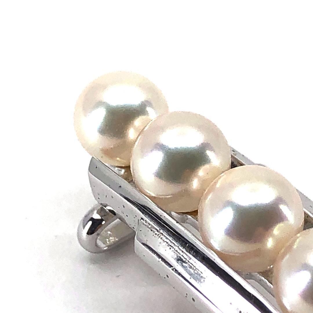 【美品】MIKIMOTO ミキモト／アコヤパール 真珠 帯留め シルバー 帯紐付き／アコヤパール・SV925／パールホワイト・シルバー