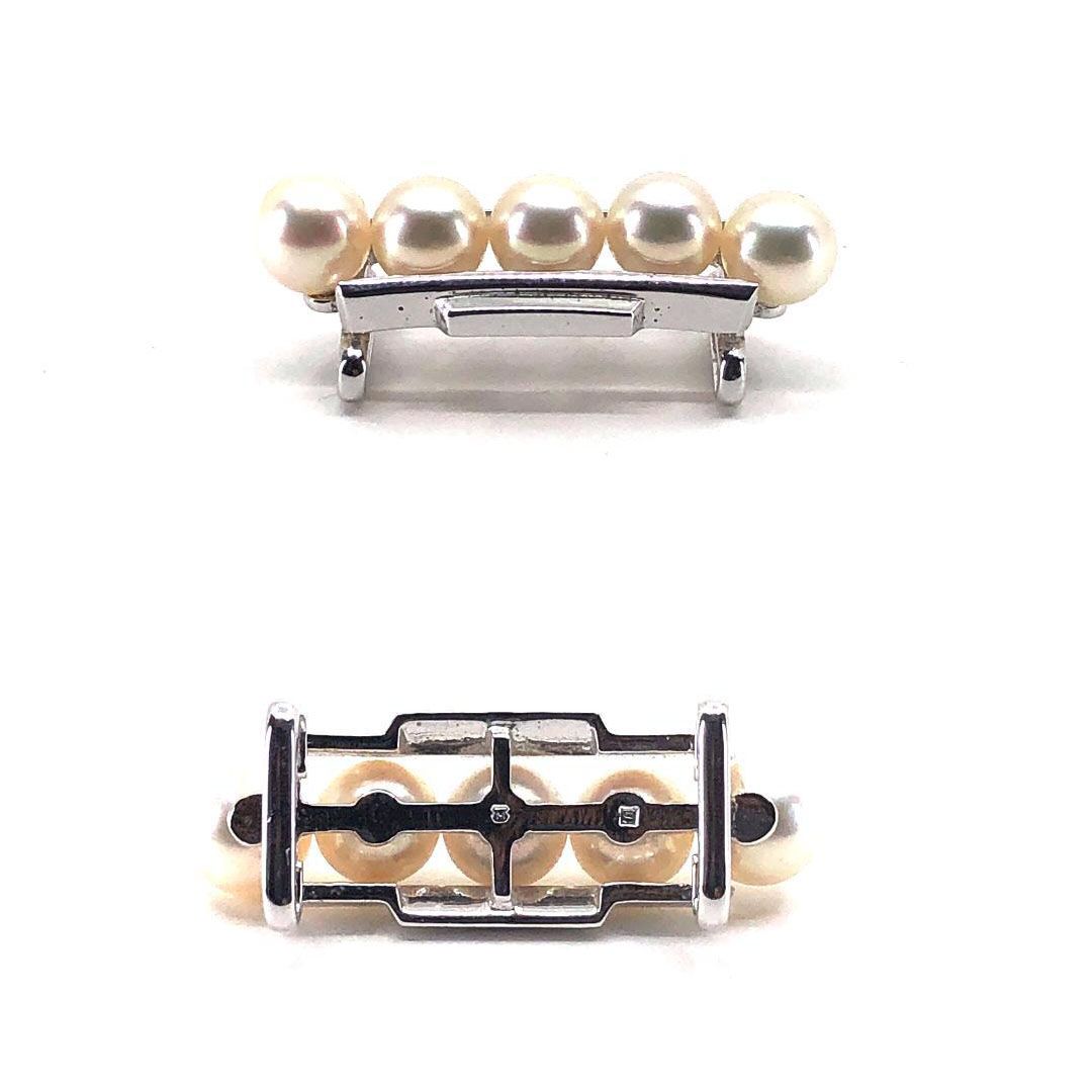 【美品】MIKIMOTO ミキモト／アコヤパール 真珠 帯留め シルバー 帯紐付き／アコヤパール・SV925／パールホワイト・シルバー