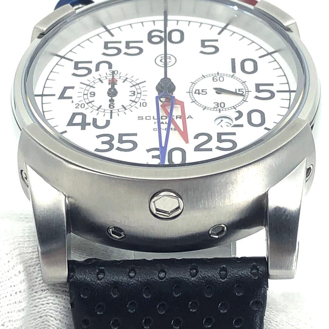 【美品・箱付き】CT SCUDERIA CTスクーデリア／クロノグラフ CORSA CS20100／クォーツ／ステンレス・レザー／シルバー・ブラック