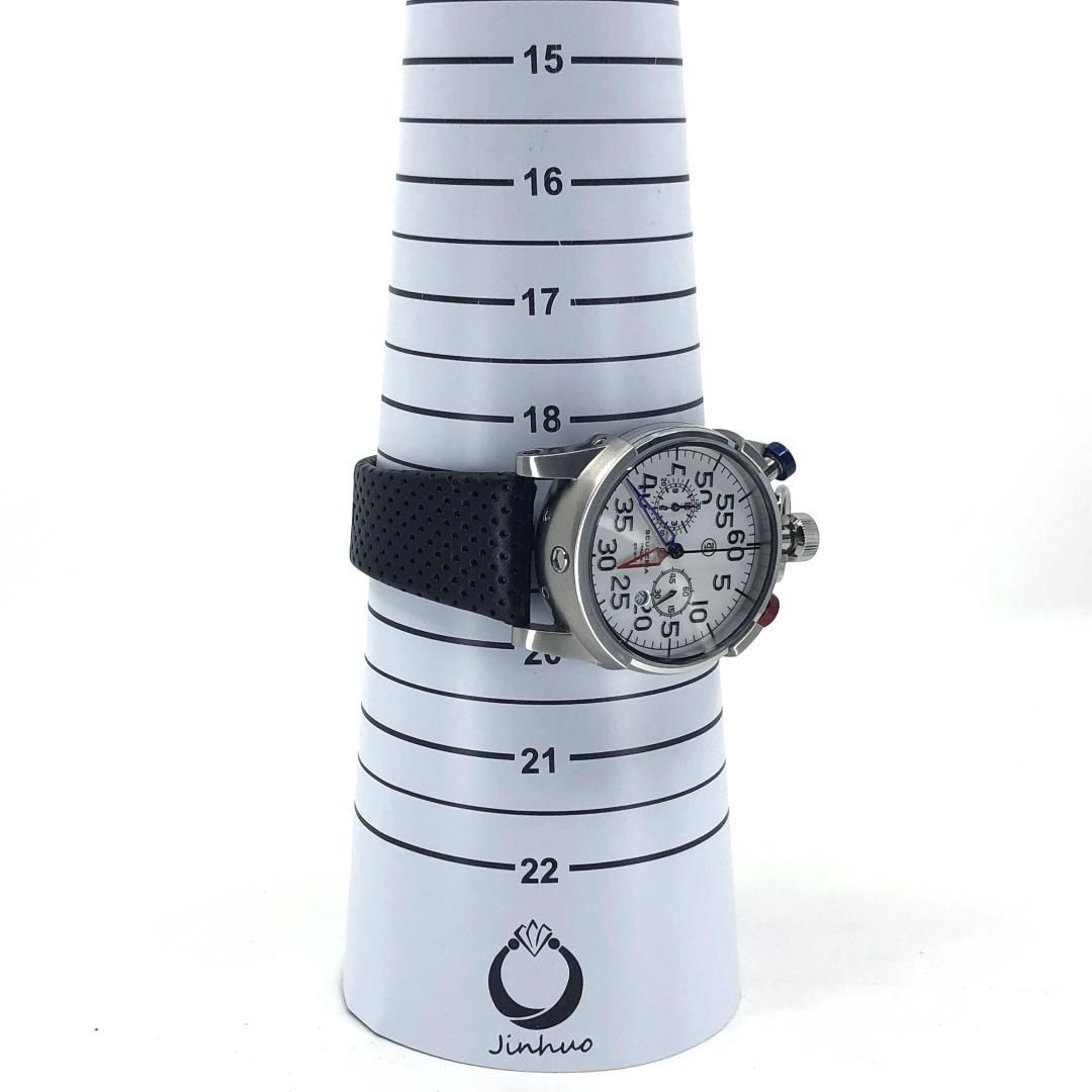 【美品・箱付き】CT SCUDERIA CTスクーデリア／クロノグラフ CORSA CS20100／クォーツ／ステンレス・レザー／シルバー・ブラック