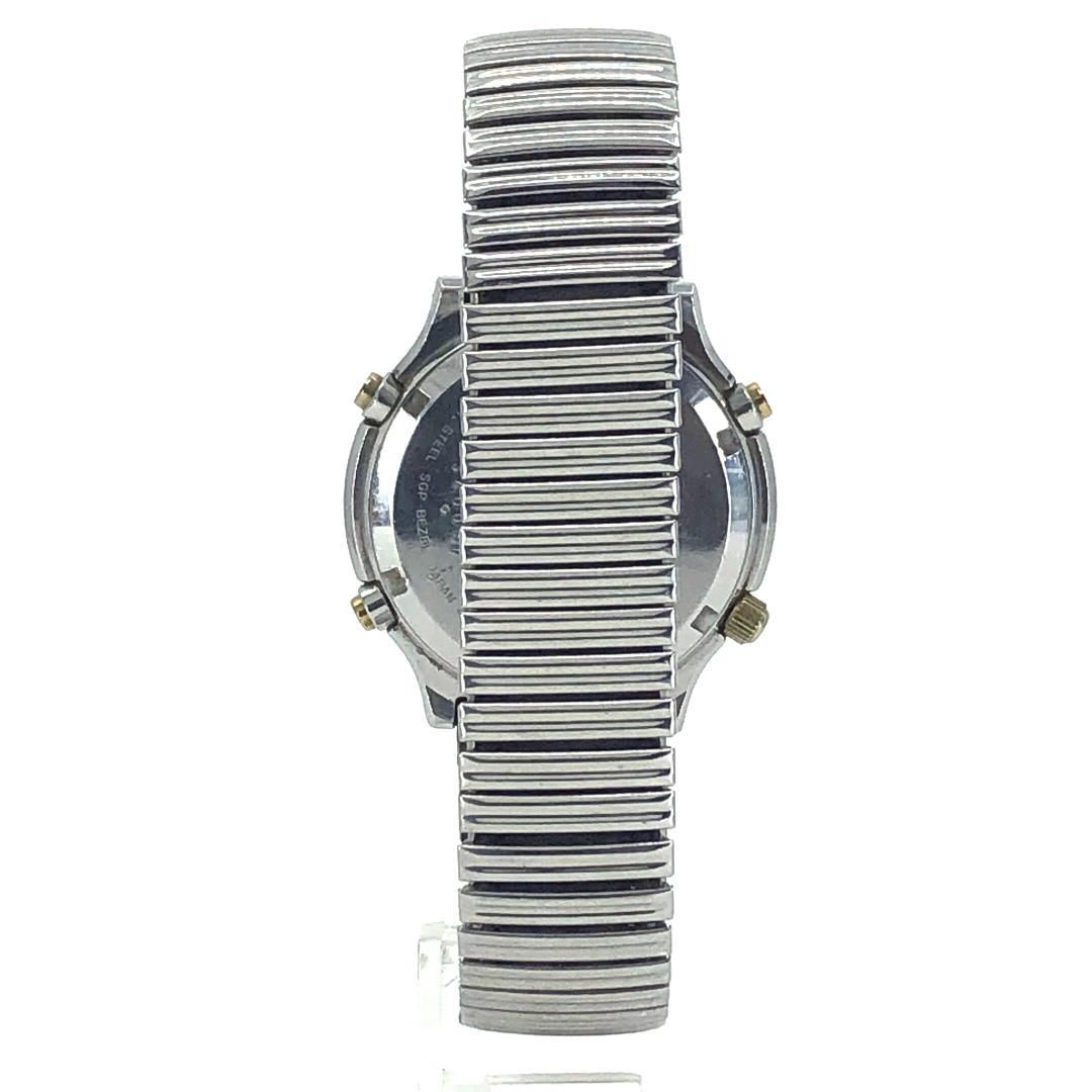 【電池交換済み】SEIKO セイコー／ムーンフェイズ クロノ 7A48-7000／クォーツ／ステンレス／シルバー・ホワイト・ゴールド