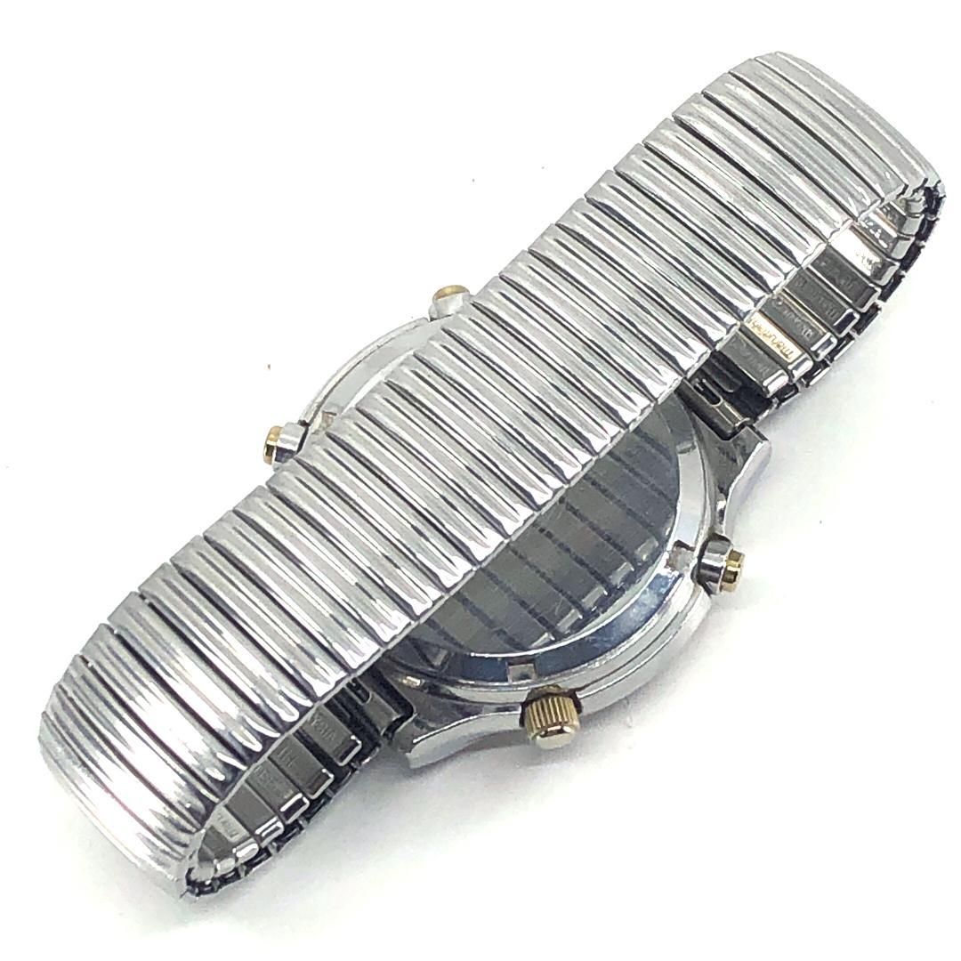 【電池交換済み】SEIKO セイコー／ムーンフェイズ クロノ 7A48-7000／クォーツ／ステンレス／シルバー・ホワイト・ゴールド