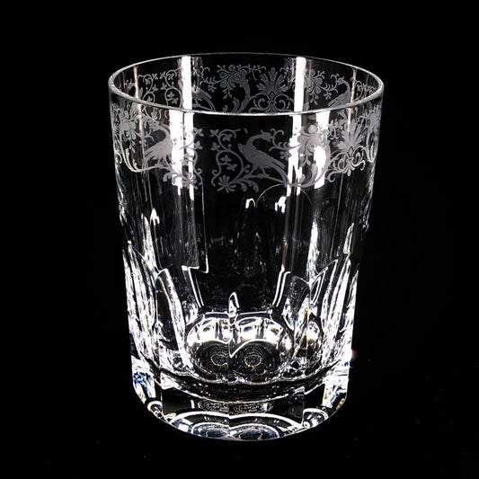 【希少・美品】Baccarat バカラ／キリンコレクターズ 鳥草花柄 ロックグラス／クリスタルグラス／クリア／BC528