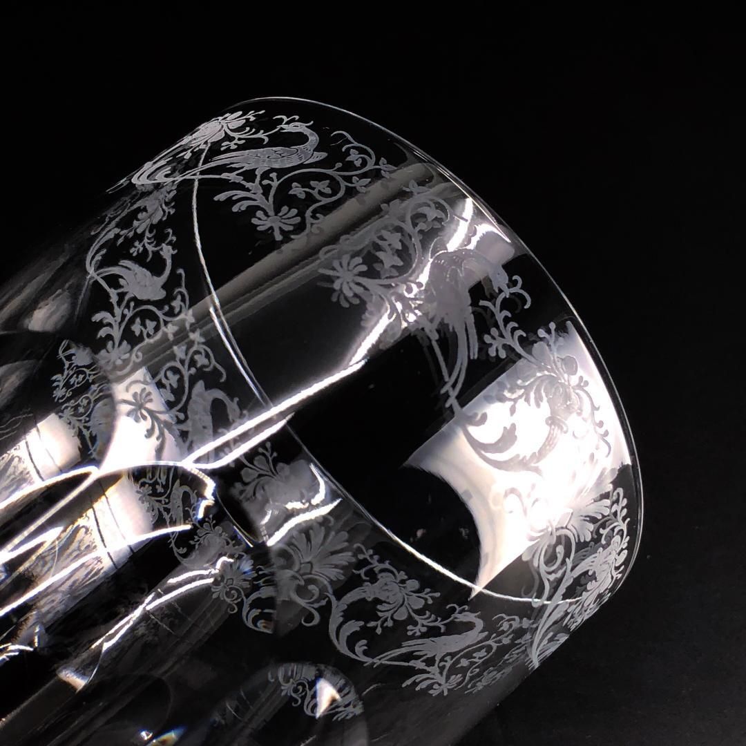 【希少・美品】Baccarat バカラ／キリンコレクターズ 鳥草花柄 ロックグラス／クリスタルグラス／クリア／BC528