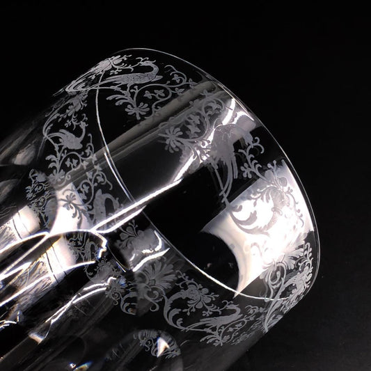 【希少・美品】Baccarat バカラ／キリンコレクターズ 鳥草花柄 ロックグラス／クリスタルグラス／クリア／BC528