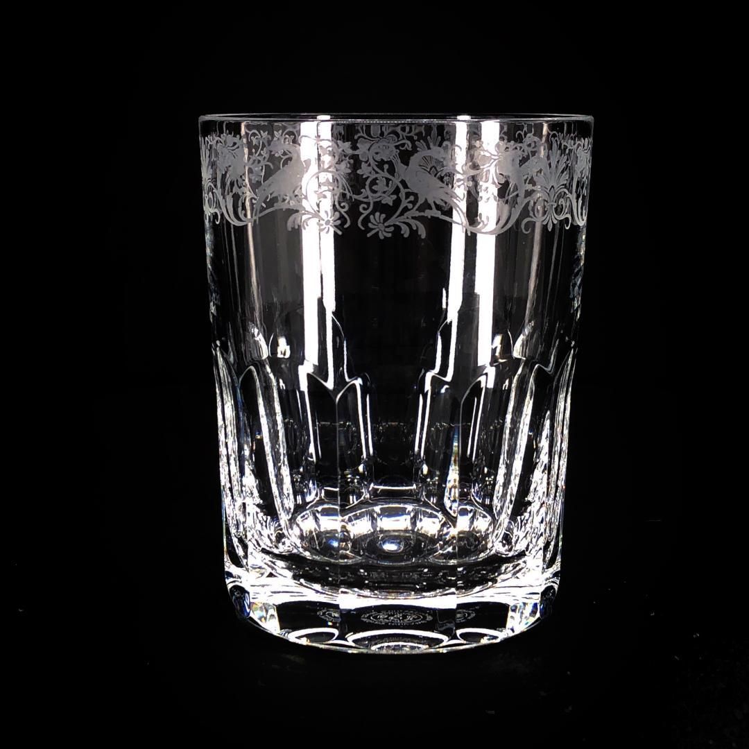 【希少・美品】Baccarat バカラ／キリンコレクターズ 鳥草花柄 ロックグラス／クリスタルグラス／クリア／BC528