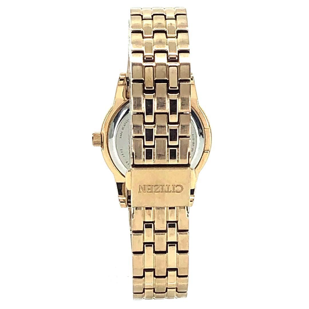 【日本未発売・美品】シチズン／スワロフスキー E031-R011901／ソーラークォーツ／GP・スワロフスキー・シェル文字盤／ゴールド