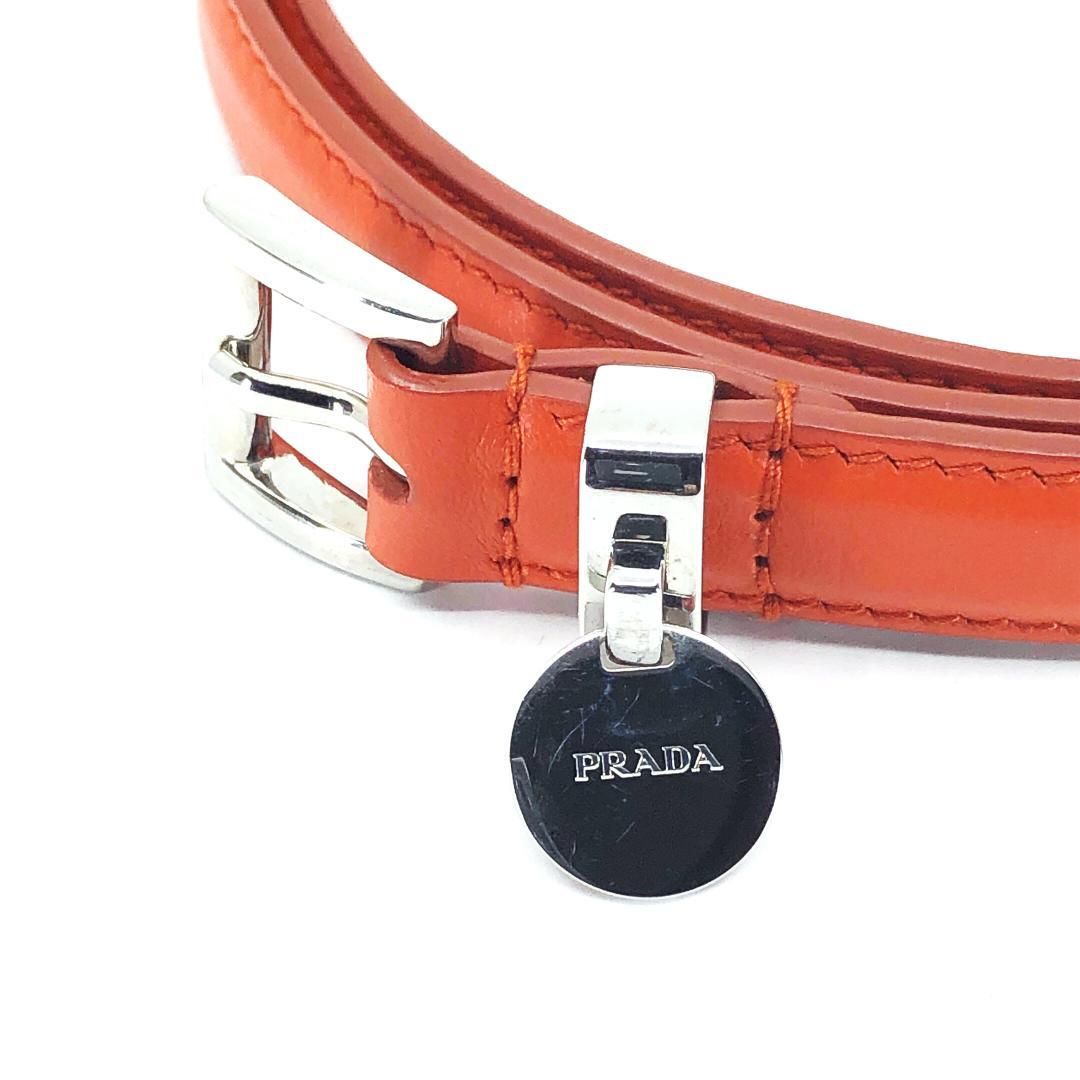 【美品】PRADA プラダ／レディース ベルト オレンジ／75/30／レザー・ステンレス／オレンジ・シルバー