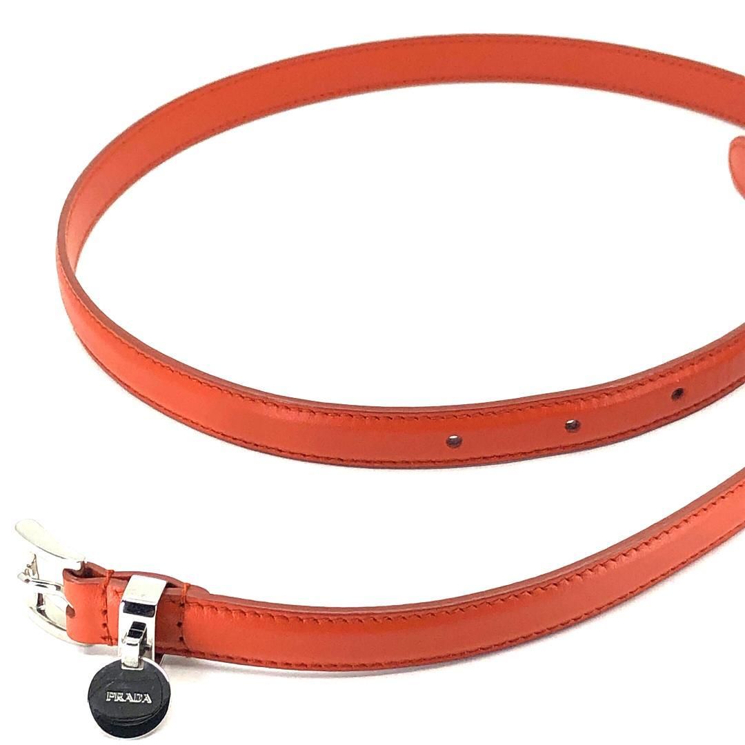 【美品】PRADA プラダ／レディース ベルト オレンジ／75/30／レザー・ステンレス／オレンジ・シルバー