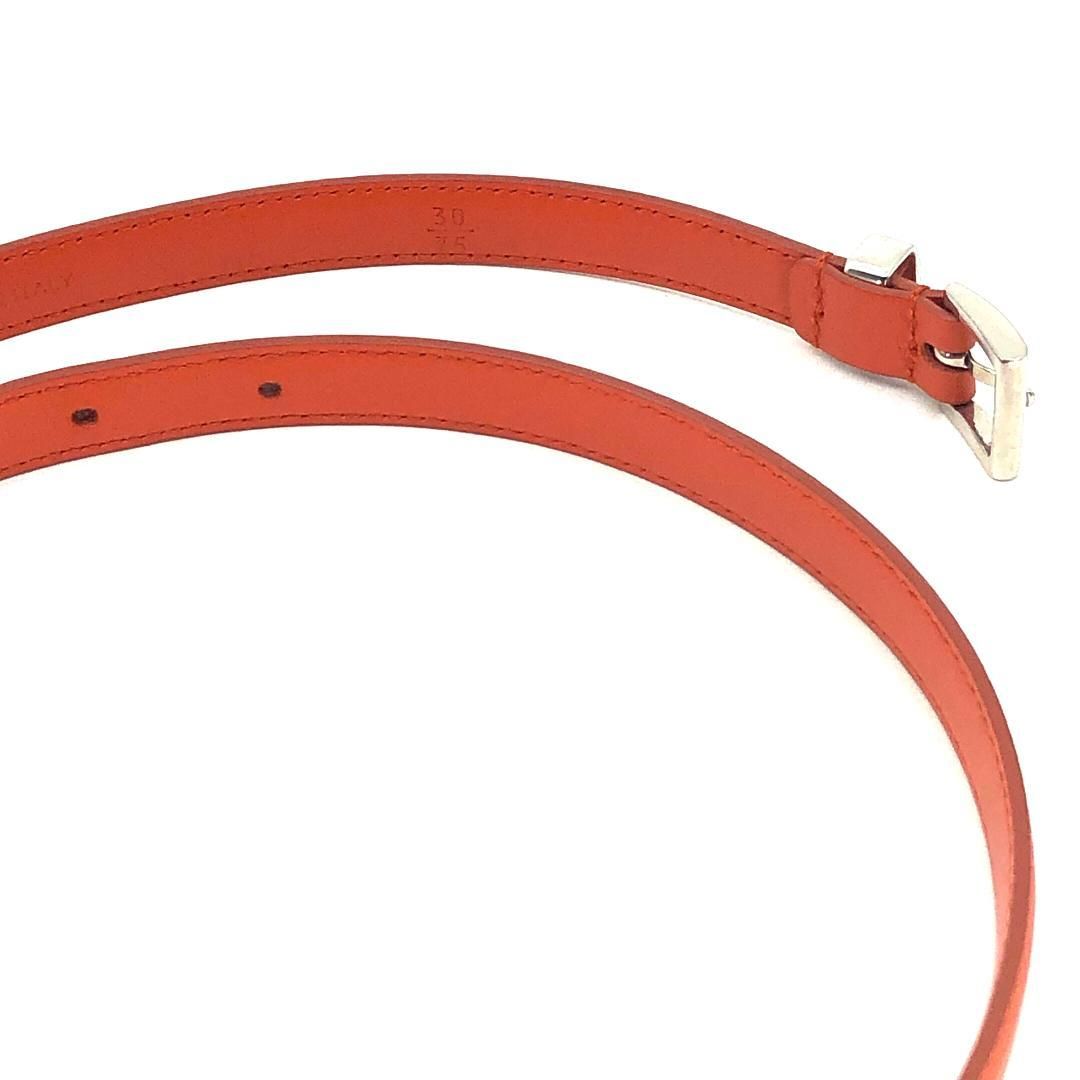 【美品】PRADA プラダ／レディース ベルト オレンジ／75/30／レザー・ステンレス／オレンジ・シルバー