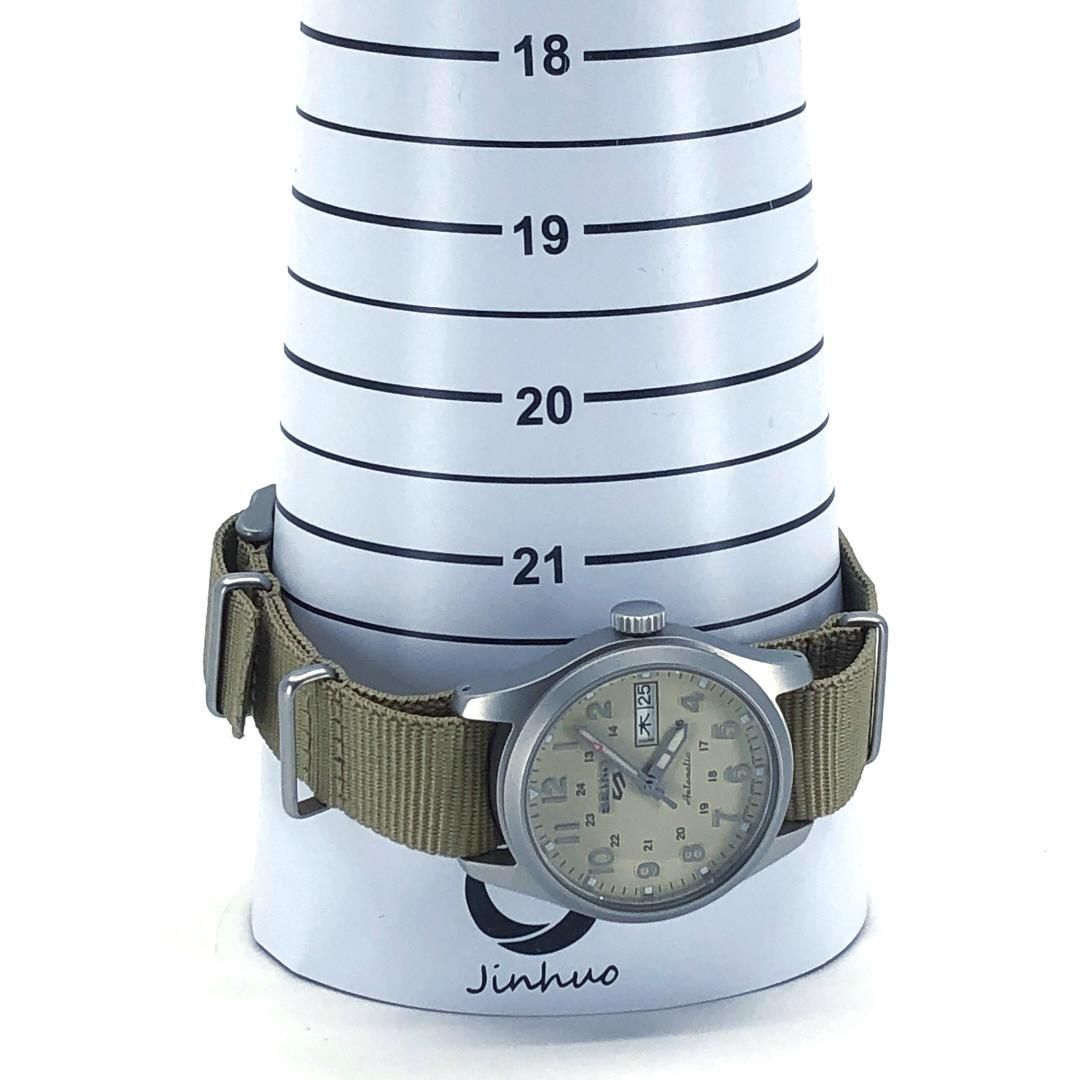【美品】SEIKO セイコー／セイコー5 4R36-13P0／自動巻き／裏スケ／ステンレス・キャンバス／シルバー・サンド・カーキ