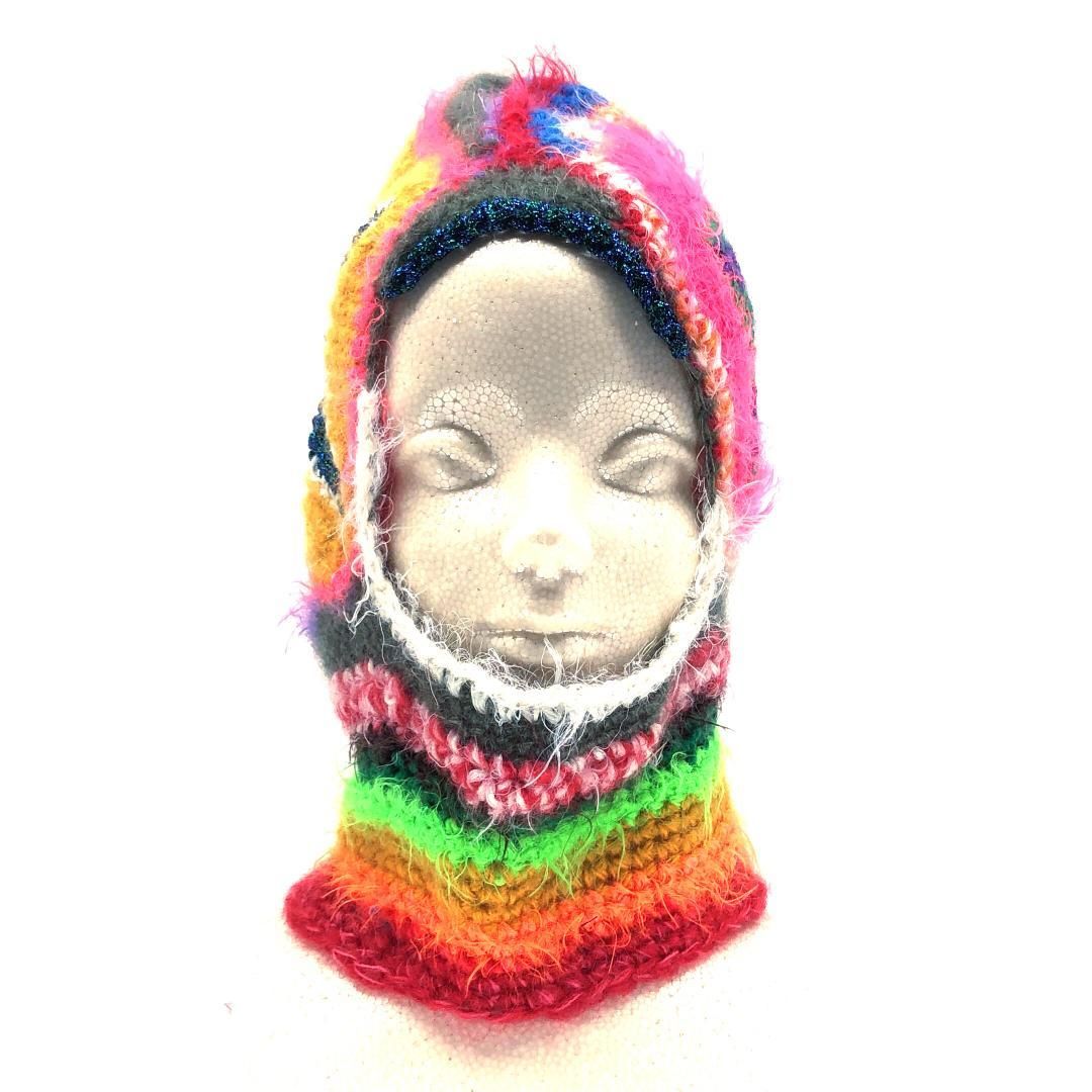 【美品】ラットハット／バラクラバ マルチカラー／スターモチーフ／モヘヤ・ウール・スパンコール／マルチカラー