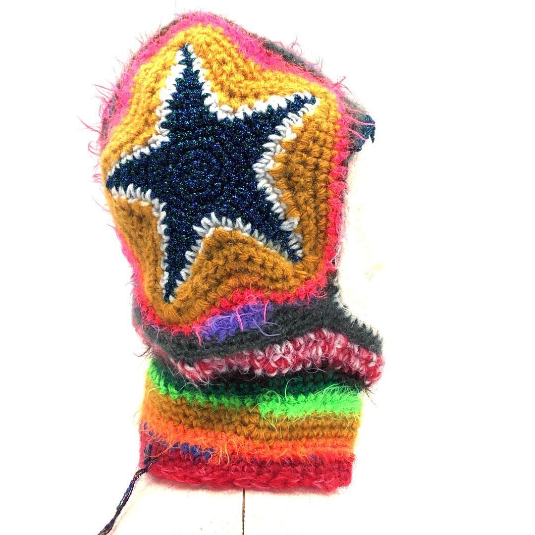 【美品】ラットハット／バラクラバ マルチカラー／スターモチーフ／モヘヤ・ウール・スパンコール／マルチカラー