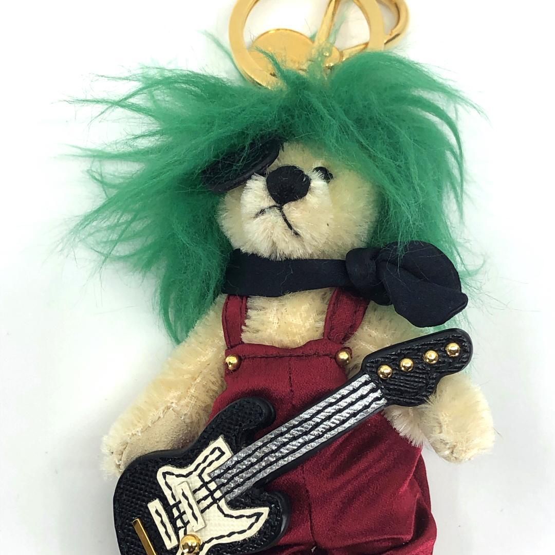 【美品】PRADA プラダ／ベア＆ギター キーホルダー キーチェーン／クマ／ウール・レザー・ポリエステル／マルチカラー