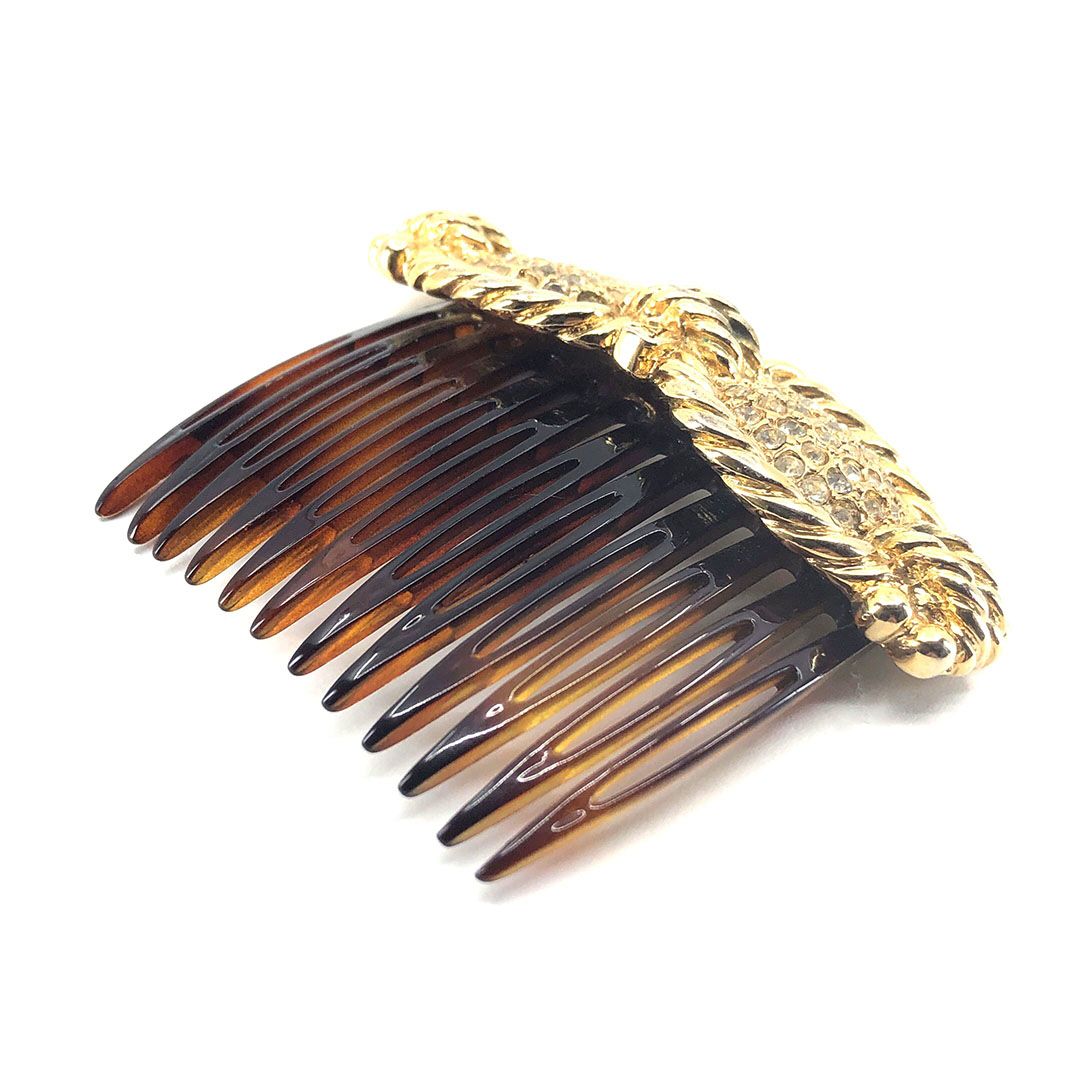 ALEXANDRE DE PARIS アレクサンドルドゥパリ／ヘアアクセサリー ヘアコーム かんざし 小／ラインストーン べっ甲調／ブラウン ゴールド／AP01