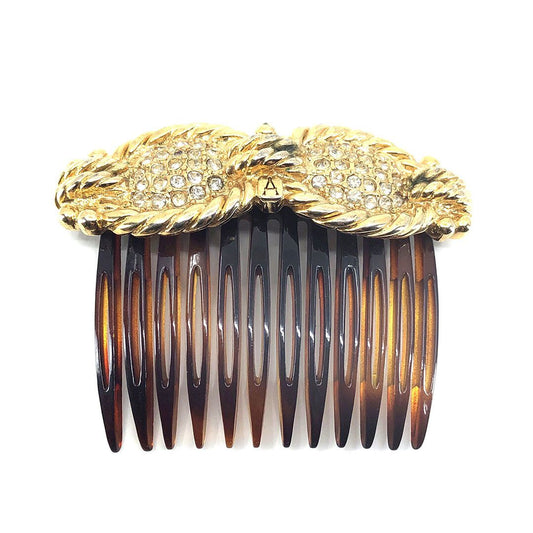 ALEXANDRE DE PARIS アレクサンドルドゥパリ／ヘアアクセサリー ヘアコーム かんざし 小／ラインストーン べっ甲調／ブラウン ゴールド／AP01
