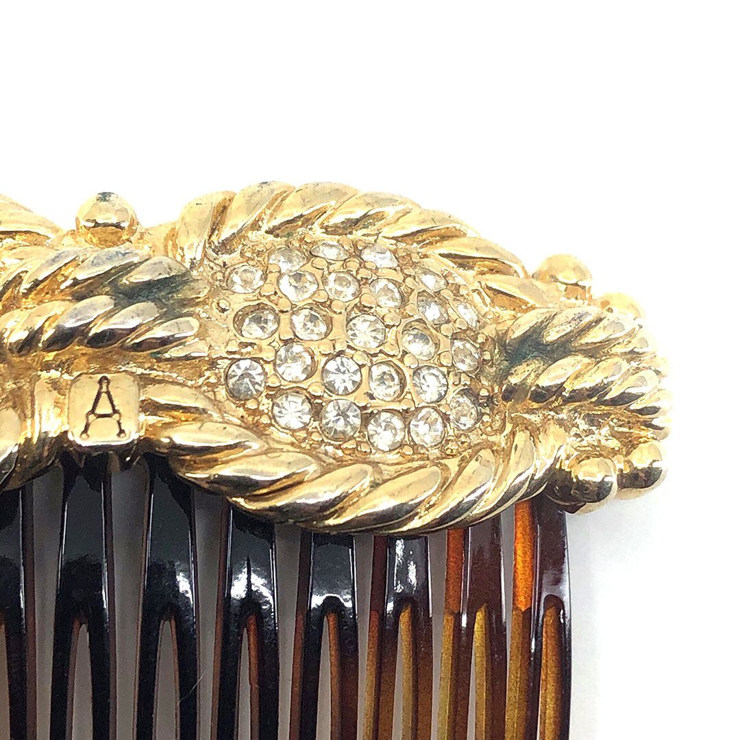 ALEXANDRE DE PARIS アレクサンドルドゥパリ／ヘアアクセサリー ヘアコーム かんざし 小／ラインストーン べっ甲調／ブラウン ゴールド／AP01