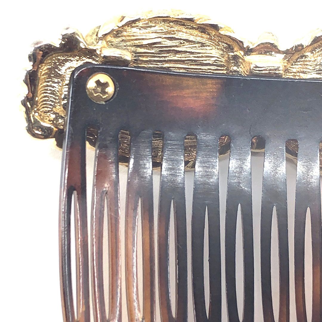 ALEXANDRE DE PARIS アレクサンドルドゥパリ／ヘアアクセサリー ヘアコーム かんざし 小／ラインストーン べっ甲調／ブラウン ゴールド／AP01