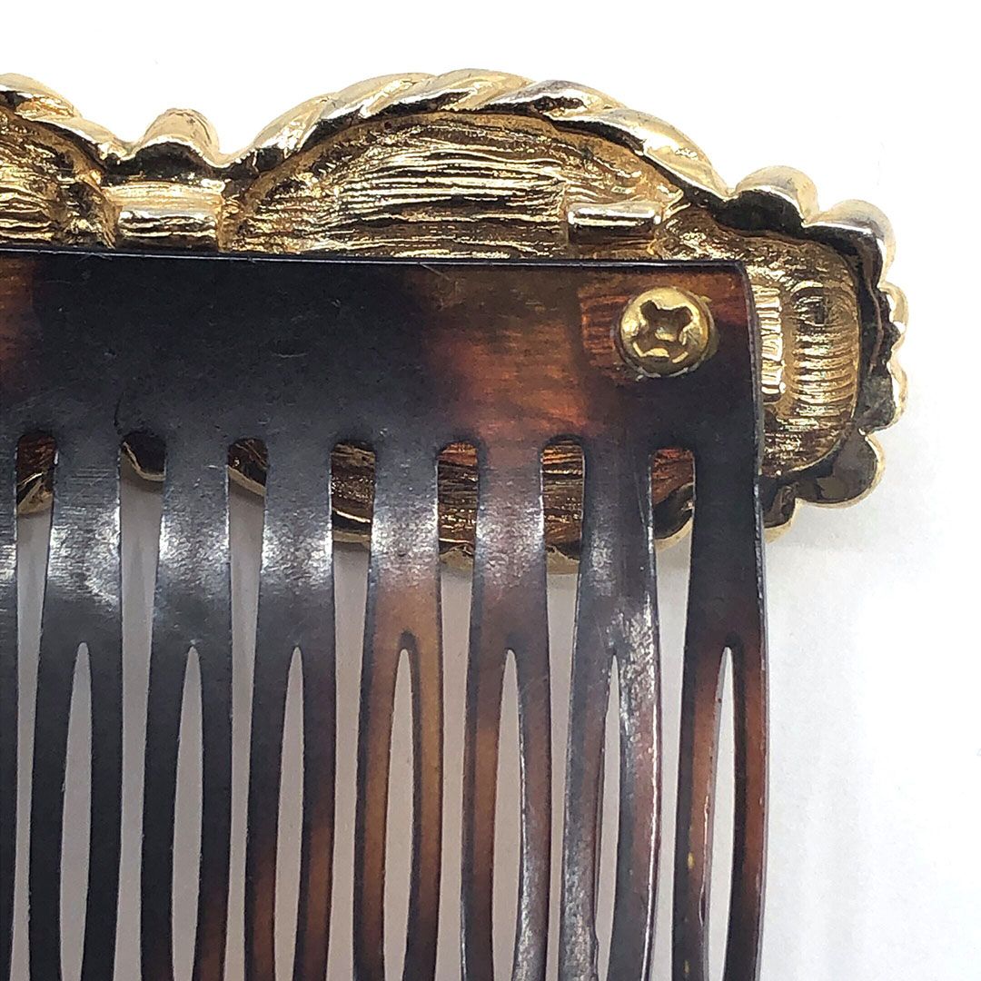 ALEXANDRE DE PARIS アレクサンドルドゥパリ／ヘアアクセサリー ヘアコーム かんざし 小／ラインストーン べっ甲調／ブラウン ゴールド／AP01