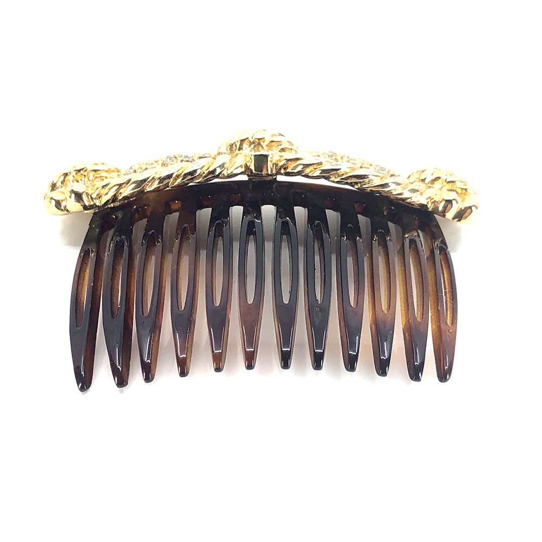 ALEXANDRE DE PARIS アレクサンドルドゥパリ／ヘアアクセサリー ヘアコーム かんざし 小／ラインストーン べっ甲調／ブラウン ゴールド／AP01