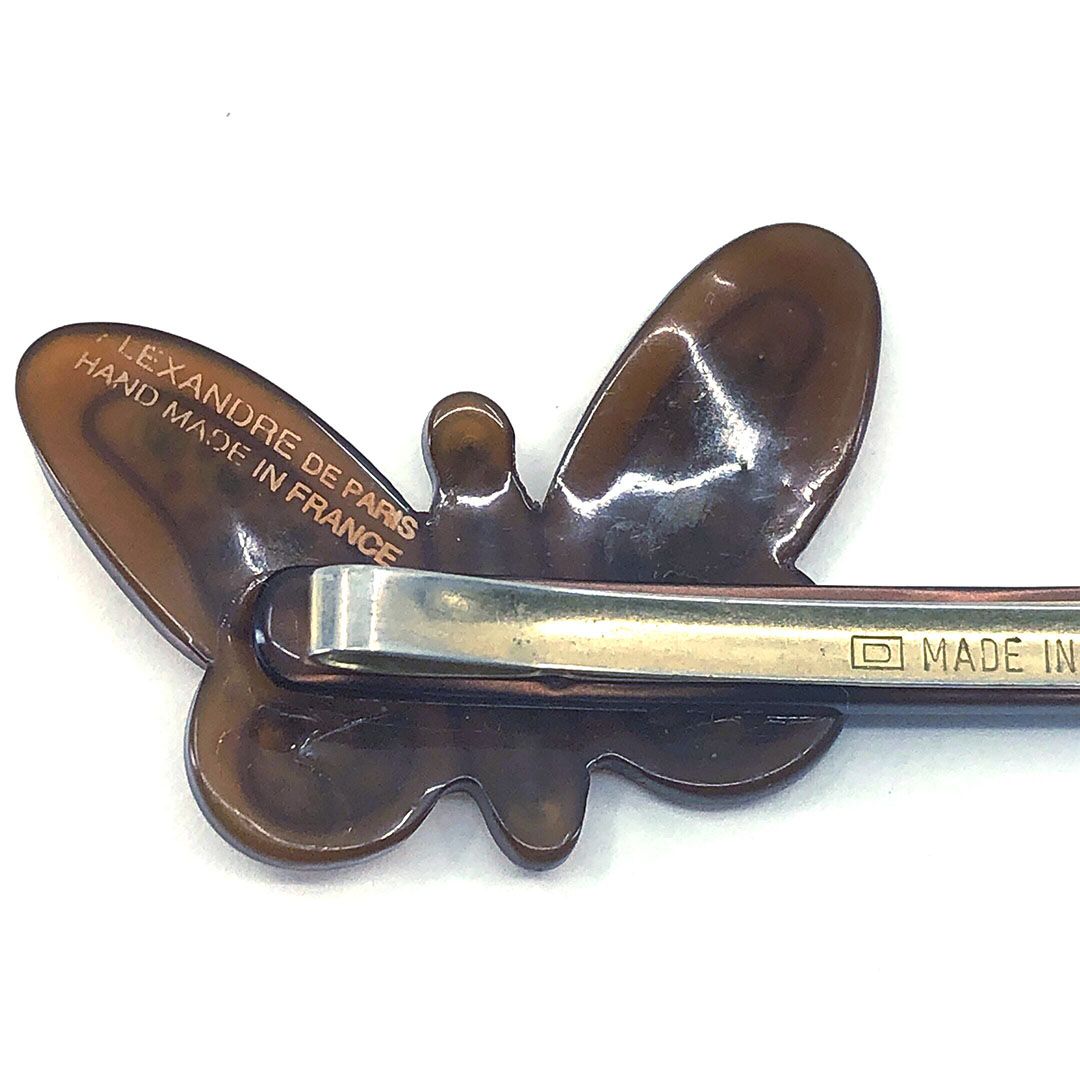 ALEXANDRE DE PARIS アレクサンドルドゥパリ／ヘアアクセサリー ヘアクリップ バタフライ 蝶／カラー ラインストーン／ブラウン ゴールド／AP03