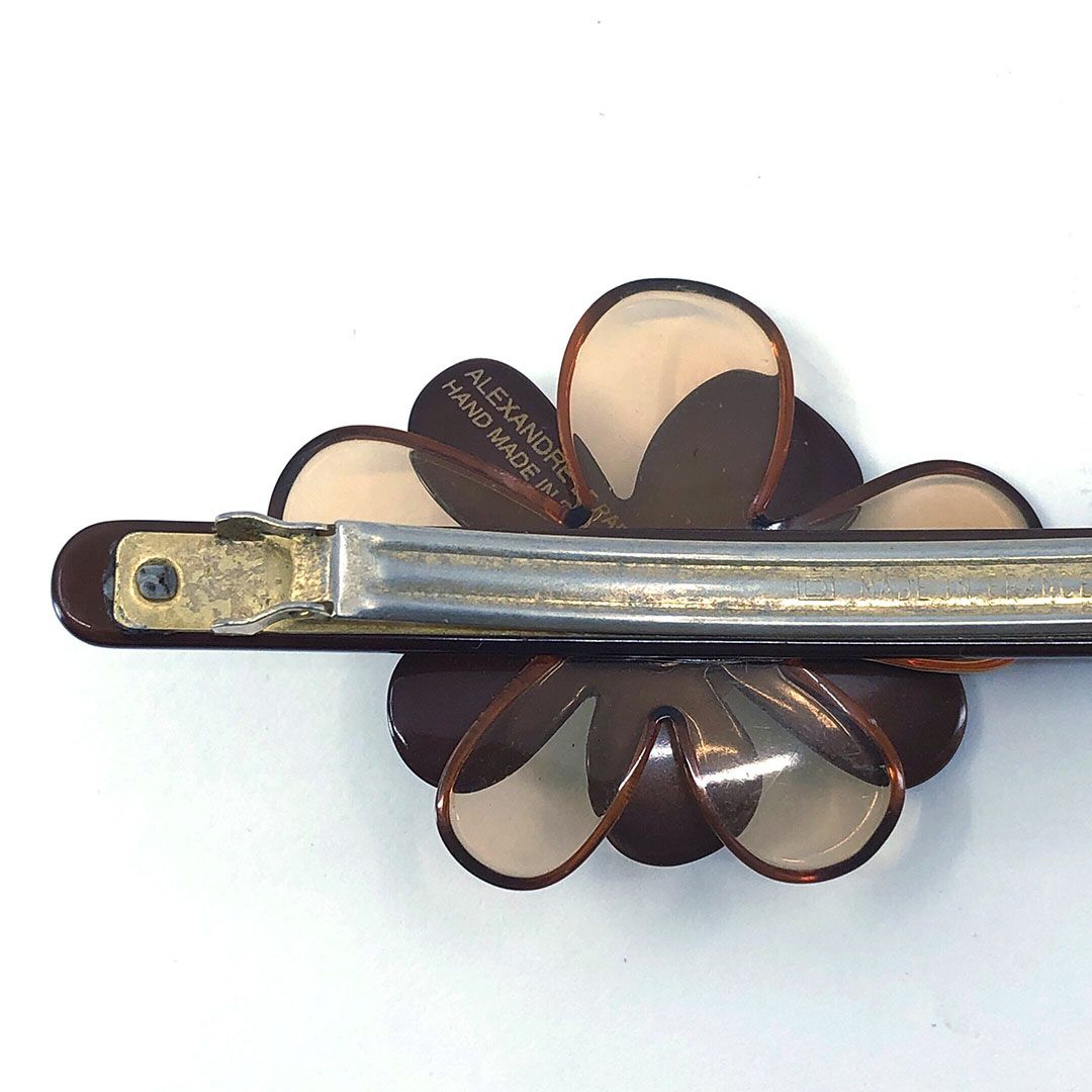 ALEXANDRE DE PARIS アレクサンドルドゥパリ／ヘアアクセサリー バレッタ フラワー 花／カラー ラインストーン／ブラウン ゴールド クリア／AP04