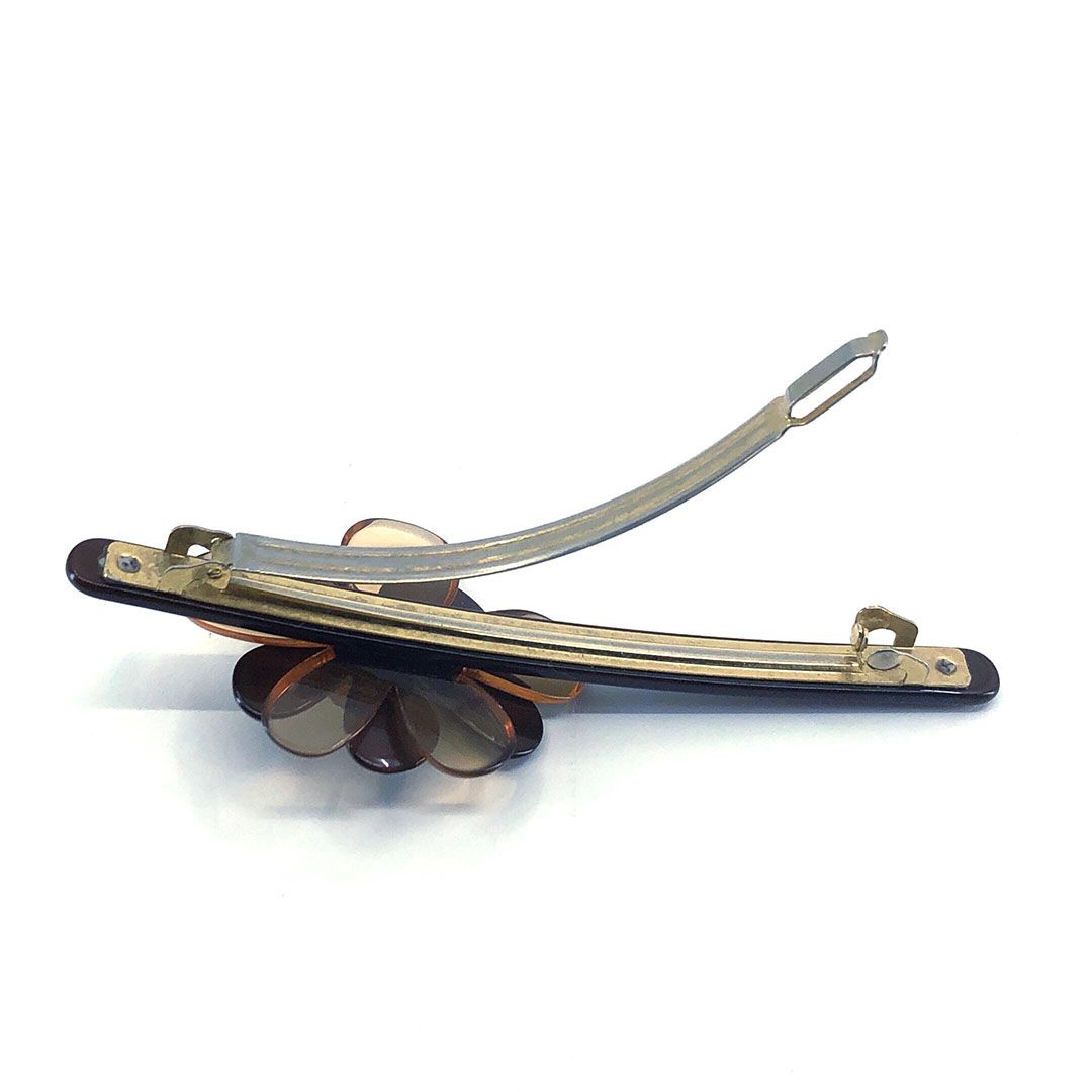 ALEXANDRE DE PARIS アレクサンドルドゥパリ／ヘアアクセサリー バレッタ フラワー 花／カラー ラインストーン／ブラウン ゴールド クリア／AP04