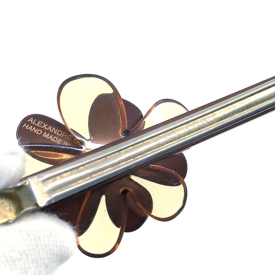 ALEXANDRE DE PARIS アレクサンドルドゥパリ／ヘアアクセサリー バレッタ フラワー 花／カラー ラインストーン／ブラウン ゴールド クリア／AP04