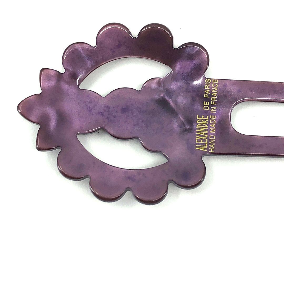 ALEXANDRE DE PARIS アレクサンドルドゥパリ／ヘアアクセサリー ヘアコーム かんざし フラワー 花／カラー ラインストーン／ブラウン パープル／AP05