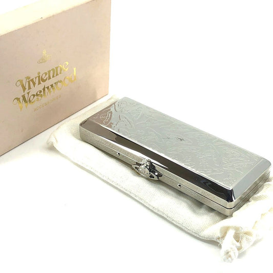 【箱・保管袋付き】Vivienne Westwood ヴィヴィアンウエストウッド／シガー シガレット ケース オーブ柄／ステンレス／シルバー