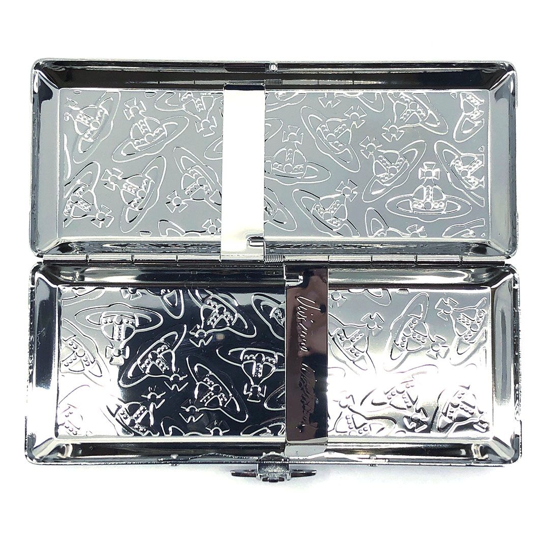 【箱・保管袋付き】Vivienne Westwood ヴィヴィアンウエストウッド／シガー シガレット ケース オーブ柄／ステンレス／シルバー