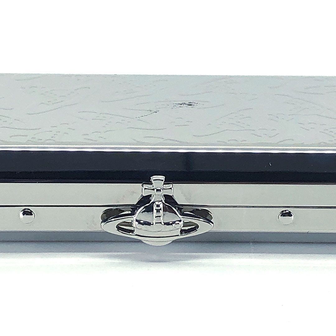 【箱・保管袋付き】Vivienne Westwood ヴィヴィアンウエストウッド／シガー シガレット ケース オーブ柄／ステンレス／シルバー