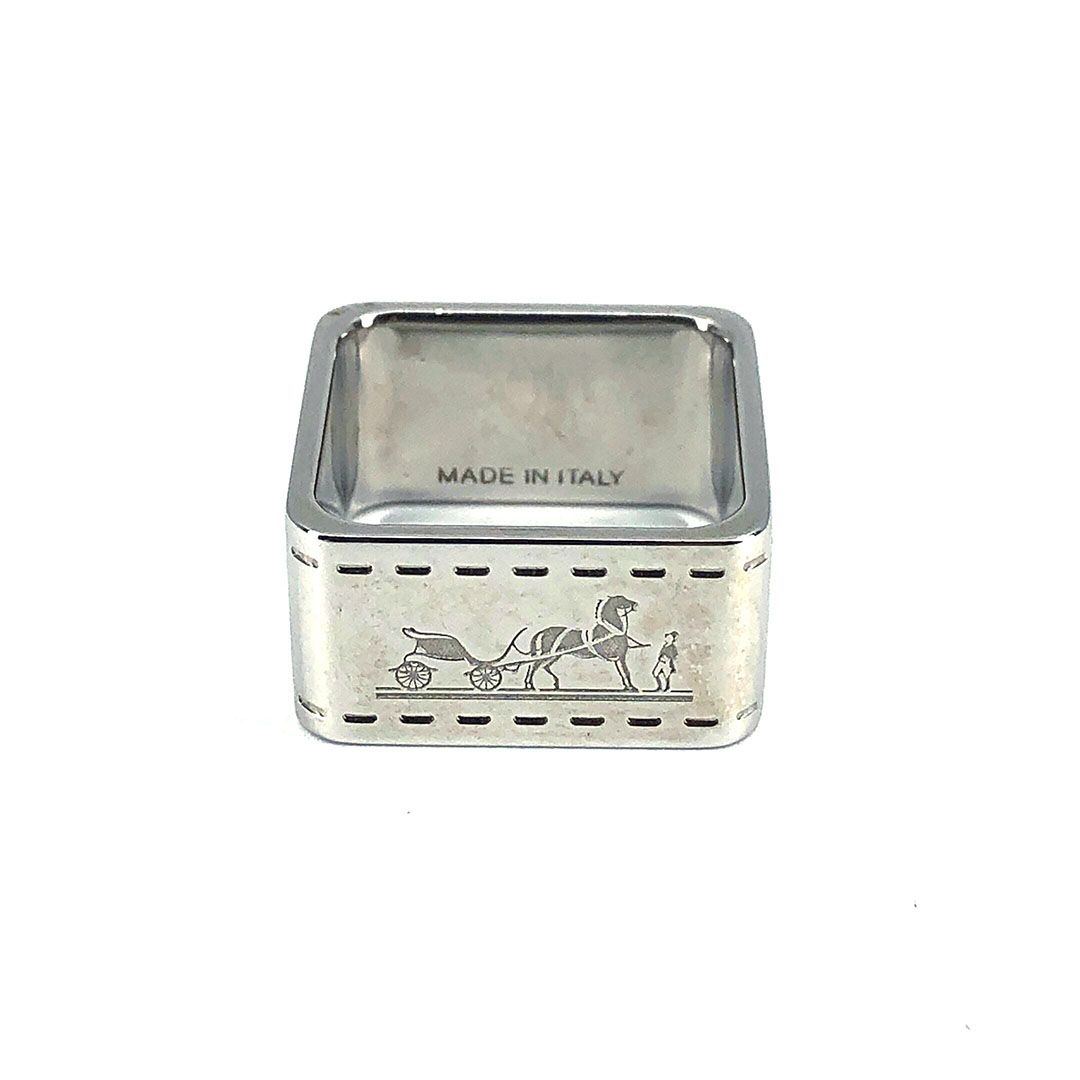 【箱付き】HERMES エルメス／スカーフリング／ボルデュック カレ 90／メッキ／シルバー