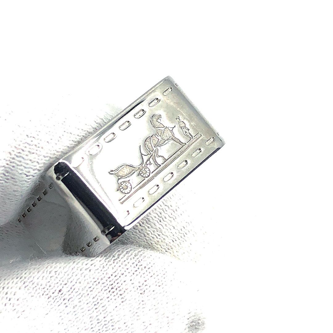 【箱付き】HERMES エルメス／スカーフリング／ボルデュック カレ 90／メッキ／シルバー