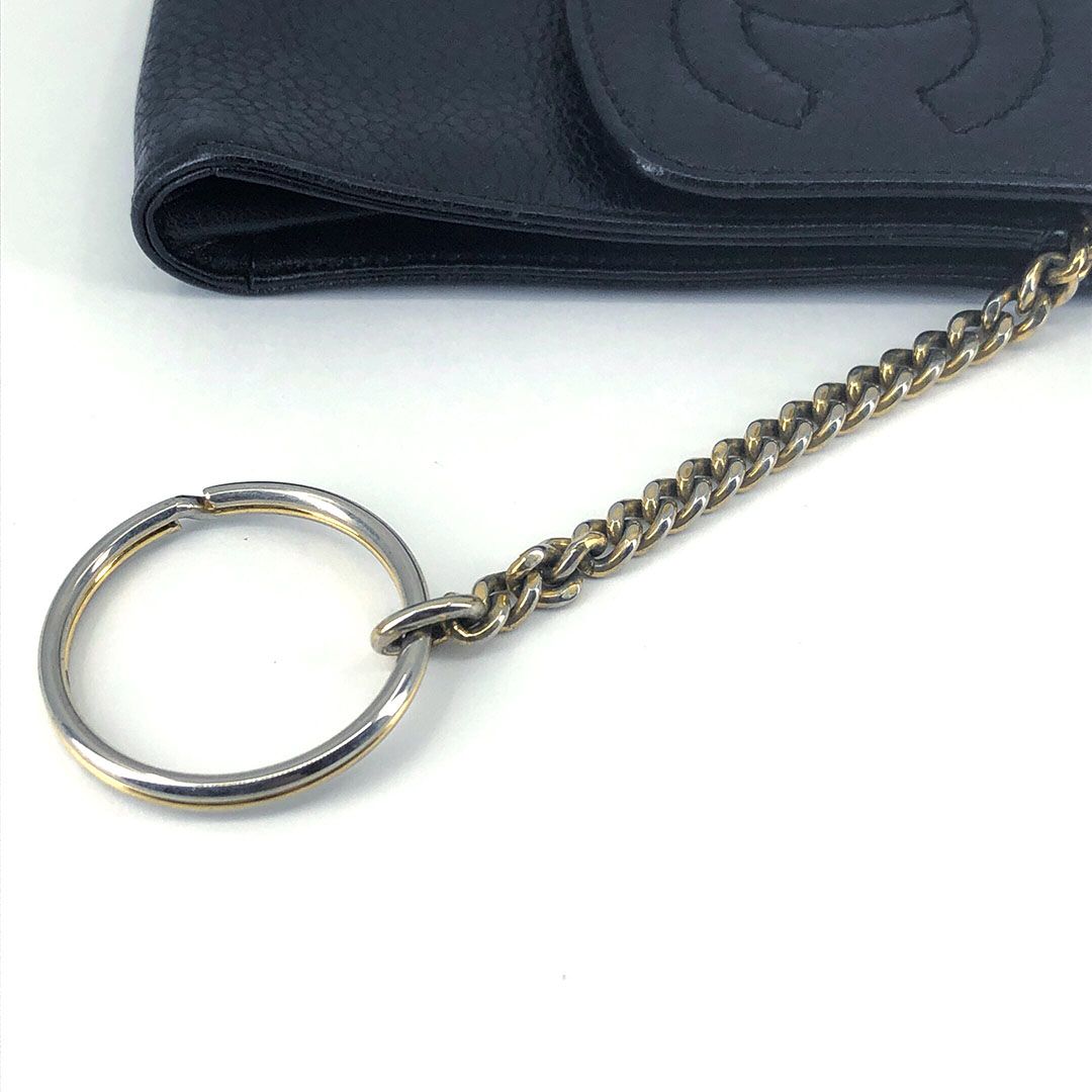 【箱・ギャランティカード付き・シール有り】CHANEL シャネル／キーリング付 シガレットケース キーケース／キャビアスキン／ブラック