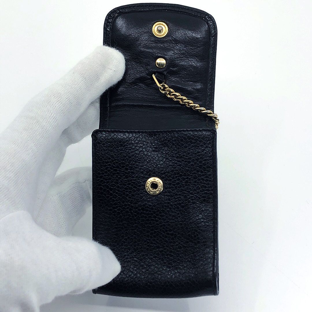 【箱・ギャランティカード付き・シール有り】CHANEL シャネル／キーリング付 シガレットケース キーケース／キャビアスキン／ブラック