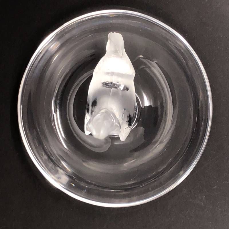 【美品】Lalique ラリック／バード 鳥 リング ピン トレイ 小物入れ／グラス／乳白色 クリア