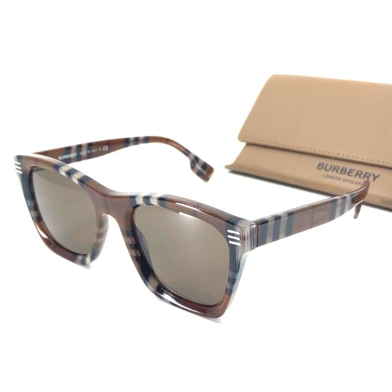 【美品・ケース付き】BURBERRY バーバリー／ノバチェック サングラス B 4348／アセテート／52□21 145／ブラウン