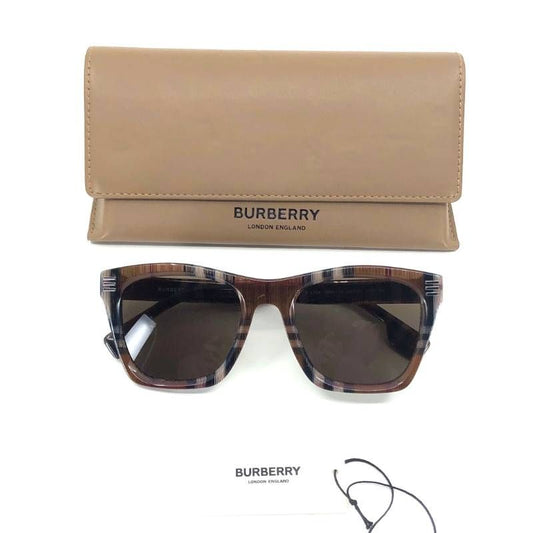 【美品・ケース付き】BURBERRY バーバリー／ノバチェック サングラス B 4348／アセテート／52□21 145／ブラウン